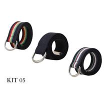 Kit 3 Cintos Masculino Gorgurão Lona Esporte Fivela Argola