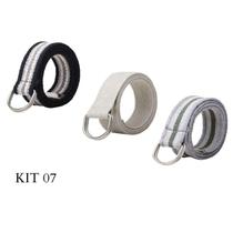 Kit 3 Cintos Masculino Gorgurão Lona Esporte Fivela Argola