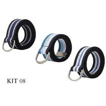 Kit 3 Cintos Masculino Gorgurão Lona Esporte Fivela Argola
