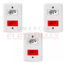 Kit 3 cj 4x2 1 tomadas 10a + 1 tomada 20a vermelha tramontina lux