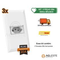 Kit 3 Cj Tomada 20A Horizontal 4X2 - Enerbras Doha Branco