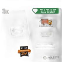 Kit 3 Cj Tomada 20A Horizontal 4X2 - Enerbras Doha Branco Kit 3 Cj Tomada 20A Horizontal 4X2 - Enerbras Doha Branco