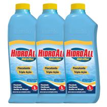 Kit 3 Clarificante Floculante Para Agua De Piscina Tripla Ação 1 Litro