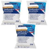 Kit 3 Clarificante Sulfato + Barrilha 2kg Astralpool Piscina