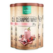 Kit 3 Clean Pro Whey Hidrolisado Frutas Vermelhas Nutrify 450g