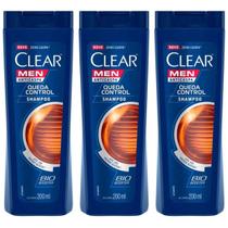 Kit 3 Clear Men - Shampoo Anticaspa Queda Control 200ml