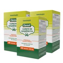 Kit 3 Cloresil Cloreto Magnésio 500mg 100 Cápsulas Maxinutri