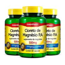 Kit 3 Cloreto De Magnésio P.A 500Mg Maxinutri 60 Cápsulas