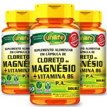 KIT 3 CLORETO DE MAGNÉSIO PA + B6 60 Cáps 800mg UNILIFE