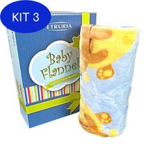 Kit 3 Cobertor Para Bebe Masculino Estampado Macio