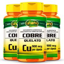 Kit 3 Cobre Quelato Unilife 60 cápsulas Kit 3 Cobre Quelato Unilife 60 cápsulas