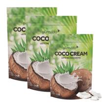 kit 3 Coco Cream Leite Cremoso Em Pó Vegano Sem Açúcar Puravida