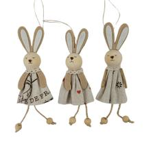 Kit 3 Coelho De Pascoa Pingente 17Cm Decoração De Pendurar