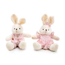 Kit 3 Coelhos De Pelúcia Com Roupinha Florida Rosa Para Páscoa Decorativo Criança