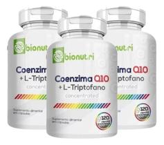 Kit 3 Coenzima Cq10 L Tripofano 500mg Suplemento 120 Capsula - bionutri