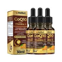 Kit 3 Coenzima Q10 C/ Vit E 100mg P/ Porção Em Gotas Melfort