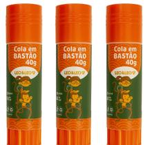 Kit 3 Cola Bastão Escolar 40g Leo&Leo Unidades Originais