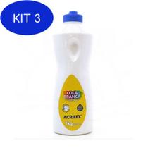 Kit 3 Cola Branca Acrilex 1 Kg