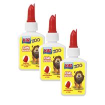 Kit 3 Cola Branca Escolar Líquida Lavavel Kaz 90g Volta as Aulas