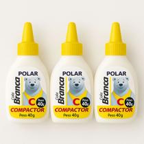 Kit 3 Cola Branca Polar Compactor 40g Escolar Artesanato Secagem Rápida Original Kit 3 Cola Branca Polar Compactor 40g Escolar Artesanato Secagem Rápida Original