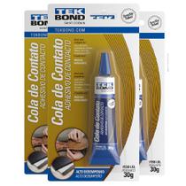 Kit 3 Cola Contato Alto Desempenho Tek Bond 30g Extra Forte