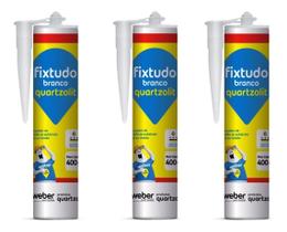 Kit 3 Cola Fixtudo Branco Quartzolit 400g Profissional