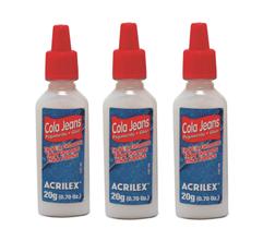 Kit 3 cola jeans 20g acrilex