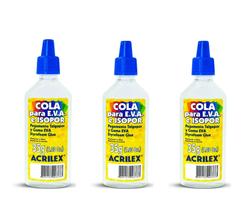 Kit 3 Cola Para EVA e Isopor 35g Acrilex Kit 3 Cola Para EVA e Isopor 35g Acrilex