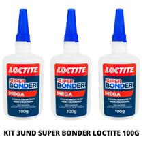 Kit 3 Cola Super Bonder Mega Adesivo Multiuso 100g Loctite