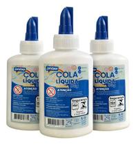 Kit 3 Cola Tenaz Branca Líquida 90g Escolar Não Tóxica Branco Kit 3 Cola Tenaz Branca Líquida 90g Escolar Não Tóxica Branco