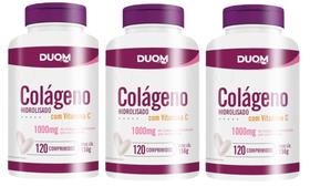 Kit 3 Colageno Hidrolisado 1000mg Com Vitamina C - 120 Comprimidos - Duom