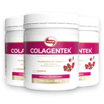 Kit 3 Colágeno Hidrolisado Colagentek Vitafor 300g Cranberry