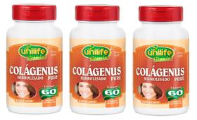 Kit 3 Colágeno Hidrolisado - Puro - Unilife - 60 Cápsulas