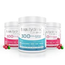 Kit 3 Colágeno Hidrolisado Verisol Ácido Hialurônico Silício 1 Sem Sabor + 2 Cranberry 300g - Beautydrink