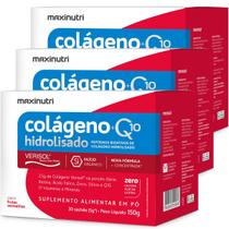 Kit 3 Colágeno Hidrolisado Verisol com Q10 Silício Orgânico Biotina Ácido Fólico Vitaminas e Minerais 30 Sachês Maxinutri