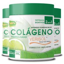 Kit 3 Colágeno Hidrolisado Verisol Unilife sabor Limão 300g Kit 3 Colágeno Hidrolisado Verisol Unilife sabor Limão 300g