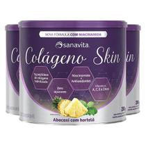 Kit 3 Colágeno Skin Niacinamida Sanavita Abacaxi com hortelã 200g