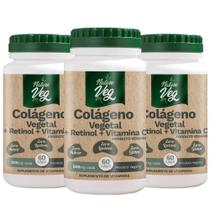 Kit 3 Colágeno Vegetal + Retinol + Vitamina C (Produto Vegano) 60 Cápsulas 500mg Kit 3 Colágeno Vegetal + Retinol + Vitamina C (Produto Vegano) 60 Cápsulas 500mg