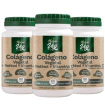 Kit 3 Colágeno Vegetal + Retinol + Vitamina C (Produto Vegano) 60 Cápsulas 500mg