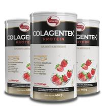 Kit 3 Colagentek Protein Vitafor Morango 460G