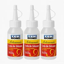 Kit 3 Colas de Silicone TekBond 30ml 25g Artesanato Cola Silicone Líquida Transparente