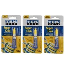 Kit 3 Colas Super Tekbond 2G Na Cartela