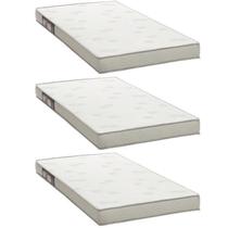 Kit 3 Colchões Solteiro Ortobom D23 Light 78x188x12 Branco/Cinza