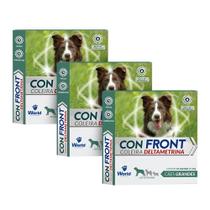 Kit 3 Coleira Confront World Pet com Deltametrina - para Cães Pequenos/Grandes 65cm 25g Kit 3 Coleira Confront World Pet com Deltametrina - para Cães Pequenos/Grandes 65cm 25g