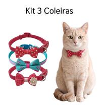 Kit 3 Coleiras Pet com Laço Gravatinha Ajustável Anti Enforcamento para Cães e Gato Kit 3 Coleiras Pet com Laço Gravatinha Ajustável Anti Enforcamento para Cães e Gato