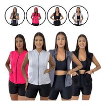 Kit 3 Colete Dry Fit Com Bolso Fitness Feminino Academia