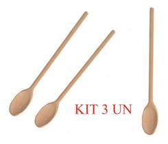 KIT 3 Colher De Pau Madeira Para Cozinha Lembrancinha 24 CM
