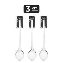 Kit 3 colher de servir inox profissional com virola 51 cm
