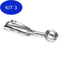 Kit 3 Colher Sorvete Com Ejetor 3,5cm Aço Inox Kehome