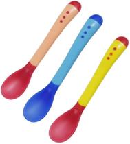 Kit 3 Colher Térmica Infantil Muda Cor Silicone Bebe Alimentação Bpa Free Termosensivel
